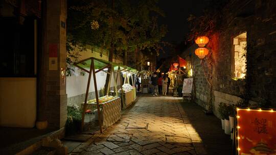 南京秦淮河附近历史人文景观夜景