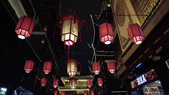 上海豫园城隍庙夜市实拍视频素材模板下载
