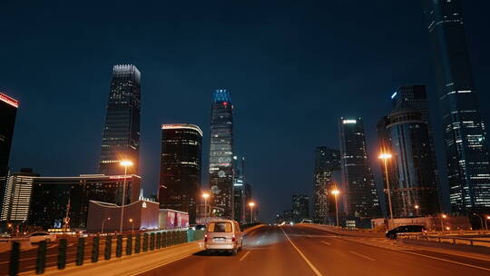 北京夜景 车拍北京夜景 第一视角北京夜景视频素材模板下载