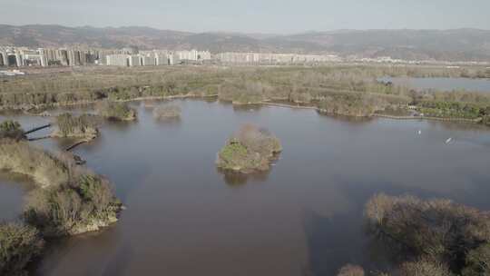 西昌邛海湿地公园航拍空镜素材