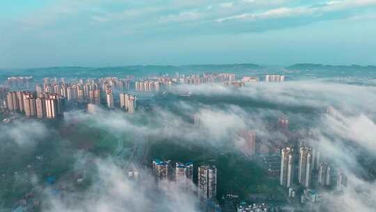 城市建筑大楼云雾