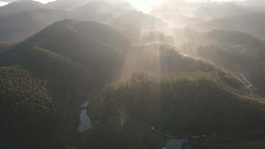 山丘清晨延时日光风景航拍