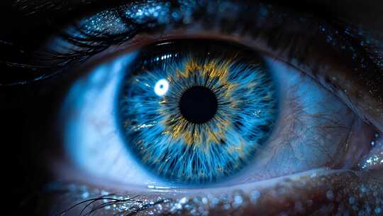 蓝色眼睛微距特写素材