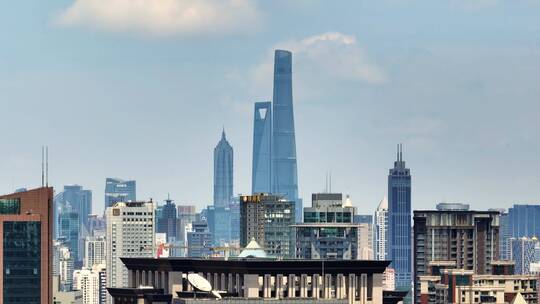 航拍上海高楼大厦空间压缩特色建筑