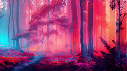4K-红色魔法森林、梦幻森林