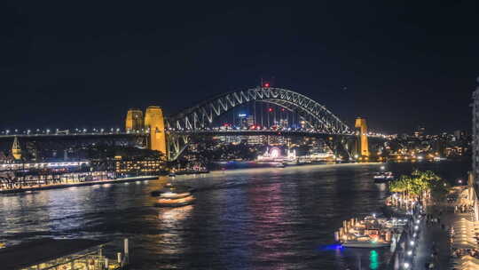 悉尼海港大桥夜间延时视频素材模板下载