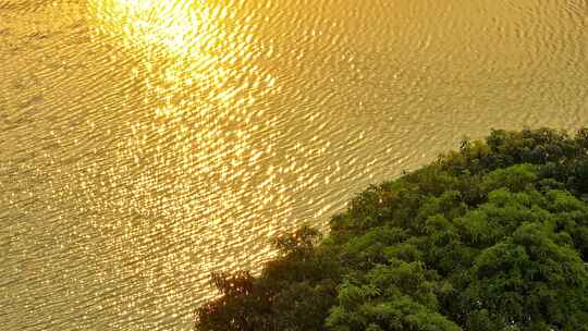 松山湖航拍夕阳东莞松山湖落日