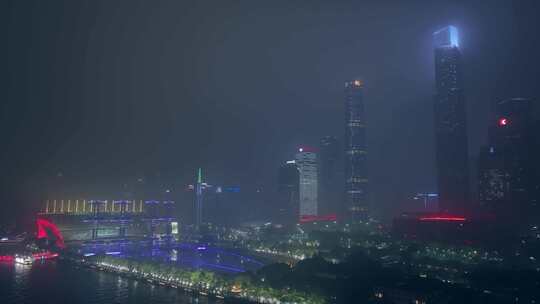 广州地标建筑高楼大厦夜景