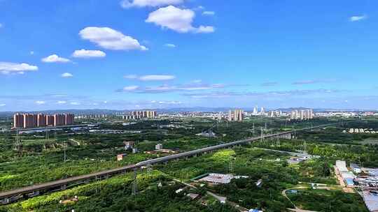 城镇郊野天空延迟风景