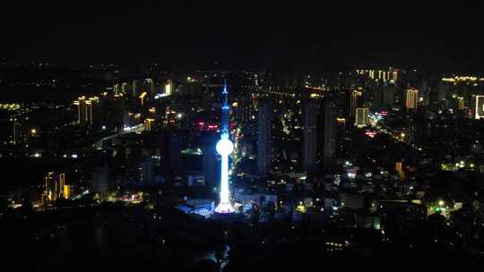 江苏徐州电视塔夜景灯光航拍