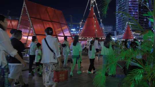 广西南宁民生广场水漾市集夜市美食街夜生活