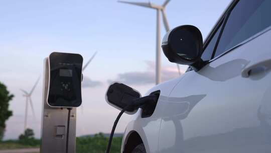 4K新能源汽车充电风电风车视频素材模板下载