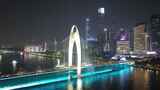 广东猎德大桥延时风光航拍广州珠江夜景航拍高清在线视频素材下载