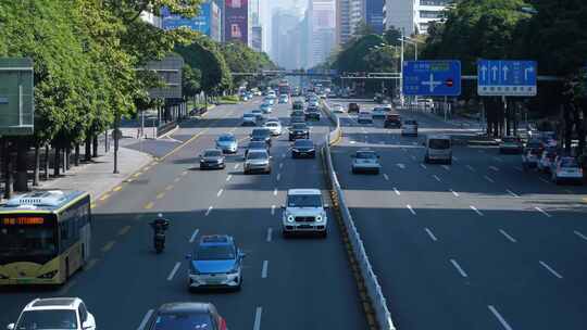 深圳车流延时城市道路交通深南大道车来车往