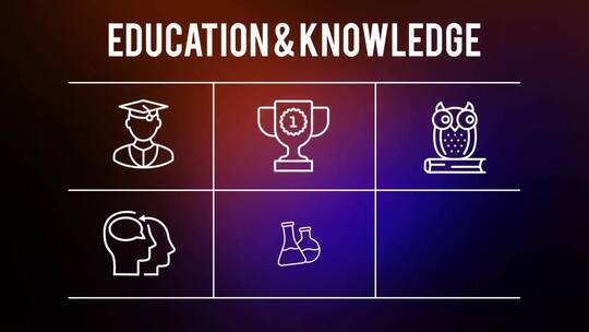 教育和知识25个大纲轮廓图标AE模板