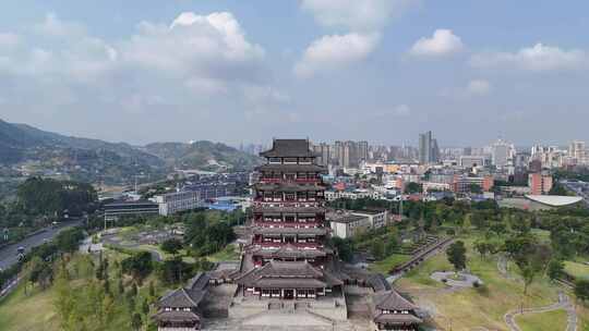 四川宜宾宜宾东楼地标建筑航拍