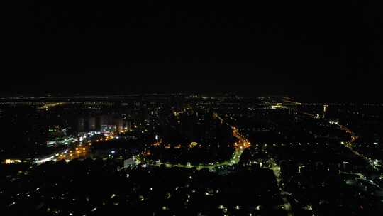 浙江绍兴城市夜景灯光航拍