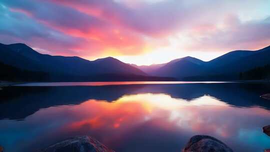 长白山天池夕阳彩霞4K