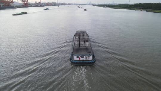 上海黄浦江货船4K航拍