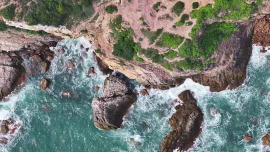 深圳大鹏城杨梅坑海岸礁石航拍