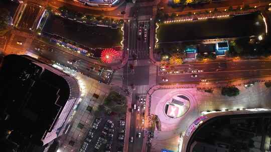 张家港曼巴特购物广场夜景航拍