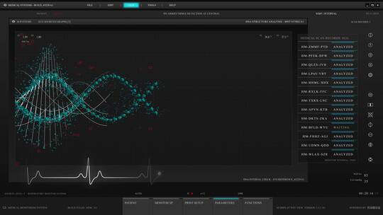 DNA科幻屏幕HUD操作系统智能界面交互系统UI