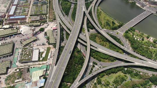 福州国货互通高架立交桥交通航拍视频素材模板下载