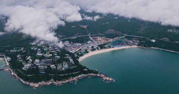 延时航拍深圳小梅沙大梅沙风起云涌