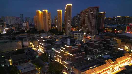 天津城市夜景灯光航拍