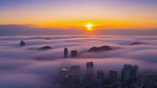 城市日出云海景观