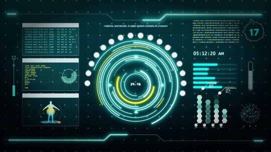 科幻HUD数字化转型用户交互界面人体全