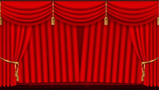 剧院红幕拉开舞台背景
