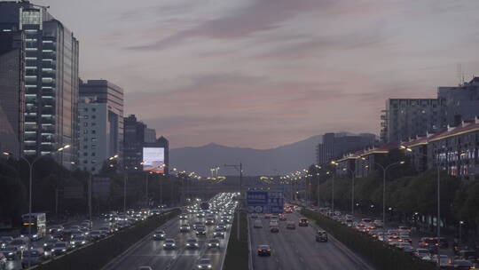 夜景车流 城市夜晚 城市车流