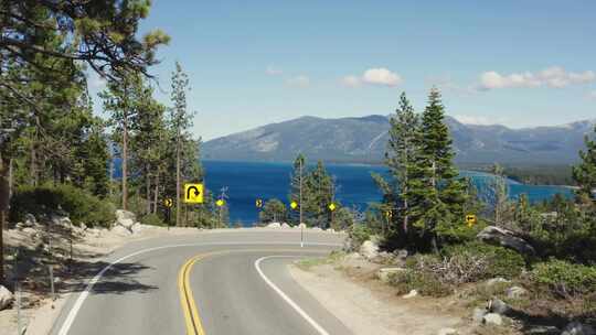 内华达山脉，太浩湖，景观，道路