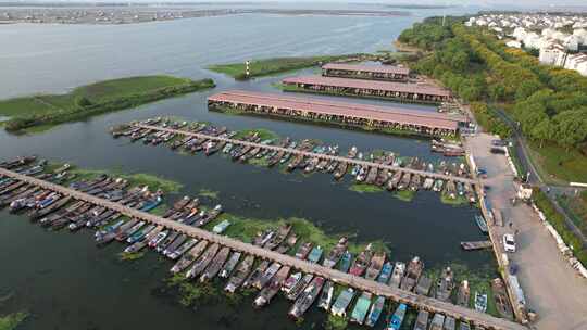 苏州阳澄湖大闸蟹养殖基地航拍