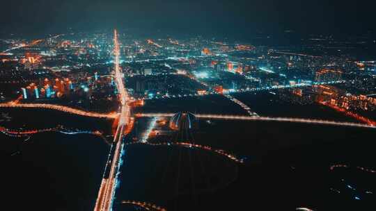 昌吉 城市夜景  新疆大剧院 航拍  新疆