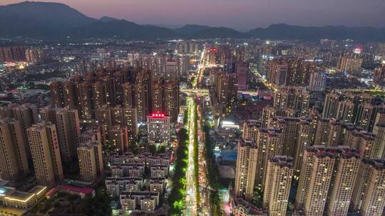 广西贵港迎宾大道夜景航拍延时