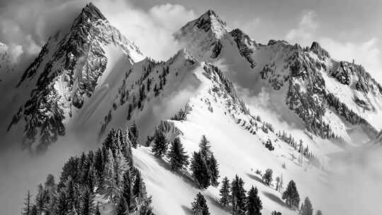 雪山云雾自然风光