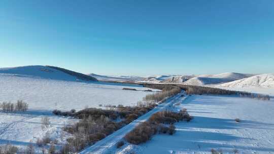 呼伦贝尔自然风光冬季丘陵山地雪原素材合集