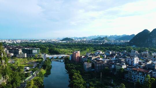 桂林山水自然风光风景航拍穿山塔山公园