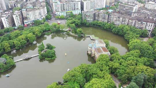 航拍衡阳岳屏公园美景