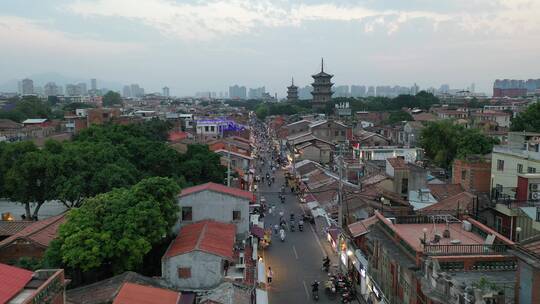 泉州百年西街步行商业街航拍风景