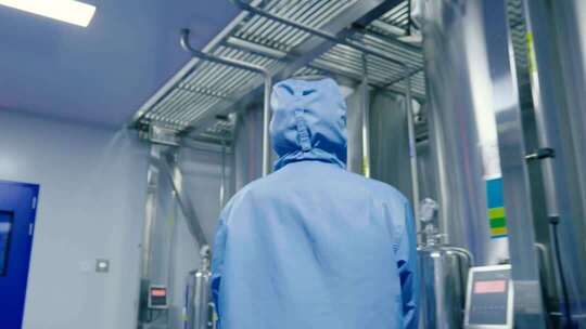 4k慢动作工人工厂实验室背影