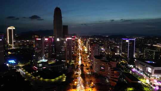 航拍台州城市夜景