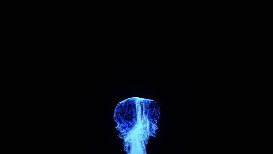 黑色背景蓝色粒子喷射上升通讯科技动态视频
