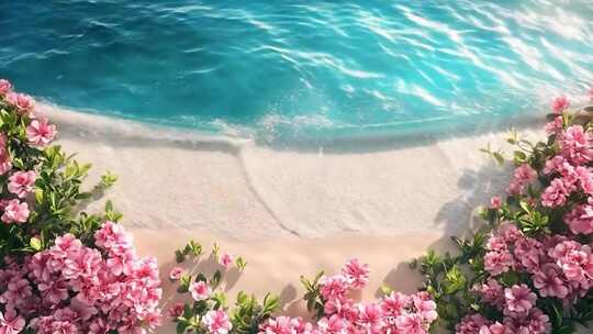 海边沙滩花卉美景