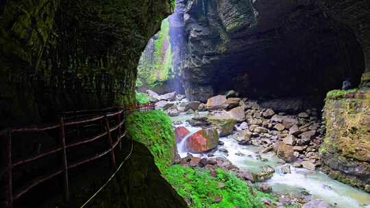 （合集）湖北恩施鹿苑坪河水河谷溪流瀑布