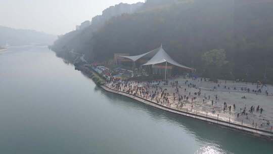 四川攀枝花市银江沙滩银江湖公园航拍合集