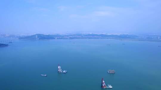 广州南沙海湾港口航拍海景风光