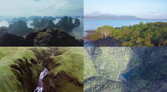 航拍地球美丽森林河流湖泊 视频合集